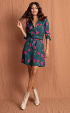 Load image into Gallery viewer, JONAH DRESS IN POPPIES ON DARK GREEN BY DANCING LEOPARD
