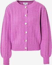 Load image into Gallery viewer, Vanille Cable Knit Cardi in Magenta
